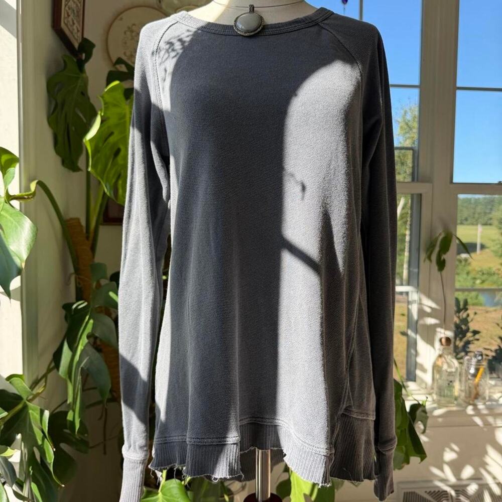 WILT XS Grey Raw Edge Cotton Crew Neck
